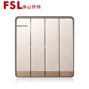 佛山照明 F11 16A 四位單/雙控大翹板開關（香檳金） F11系列FSL開關 佛山電工