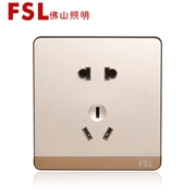 佛山照明F11  10A 二扁圓三扁插座（金色） F11系列FSL開關 佛山電工