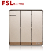 佛山照明 F11  16A 三位單/雙控大翹板開關(金色） F11系列FSL開關 佛山電工