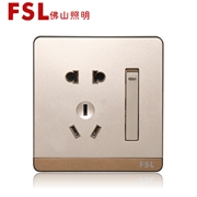 佛山 照明F11  10A一位單/雙極開關二三極插座（香檳金） F11系列FSL開關 佛山電工