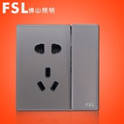 佛山照明FSL F19系列 一位雙路開關帶10A二三極插（灰色）F19H-1023K1/2 100×1