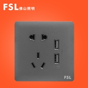 FSL  10A二三極插+兩位USB(灰色)F31H-10232USB 80×1